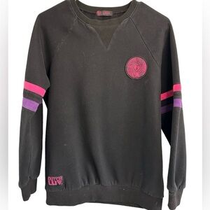 ✌️Dutch Bros Black Dutch LUV Crewneck Sweatshirt XSmall Stripes Patch ‘92
